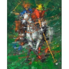 Zahid Saleem, 18 x 24 Inch, Acrylic on Canvas, Polo Painting, AC-ZS-211